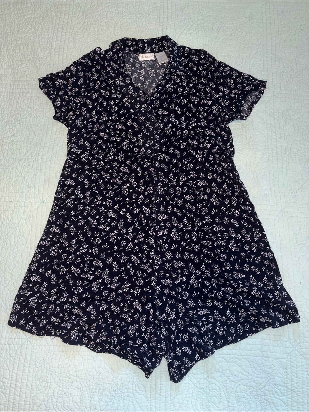Oh! Mamma Navy and White Floral Jumpsuit
